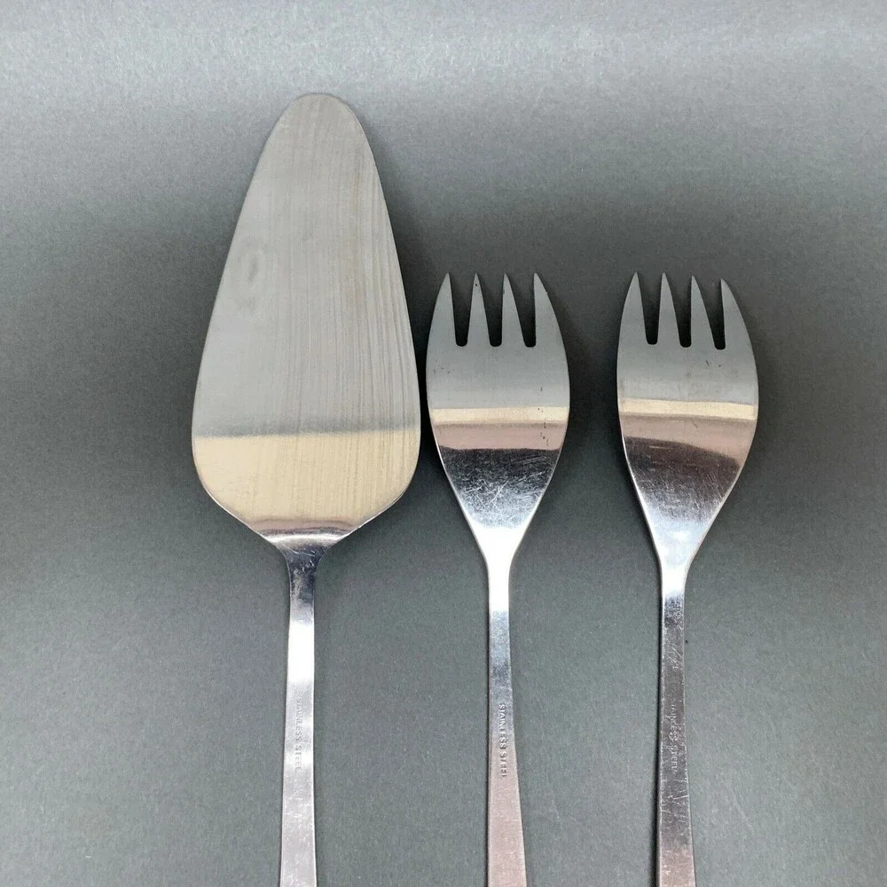 Pie Server Forks Flatware Stainless Steel Rose Lot of 3‎